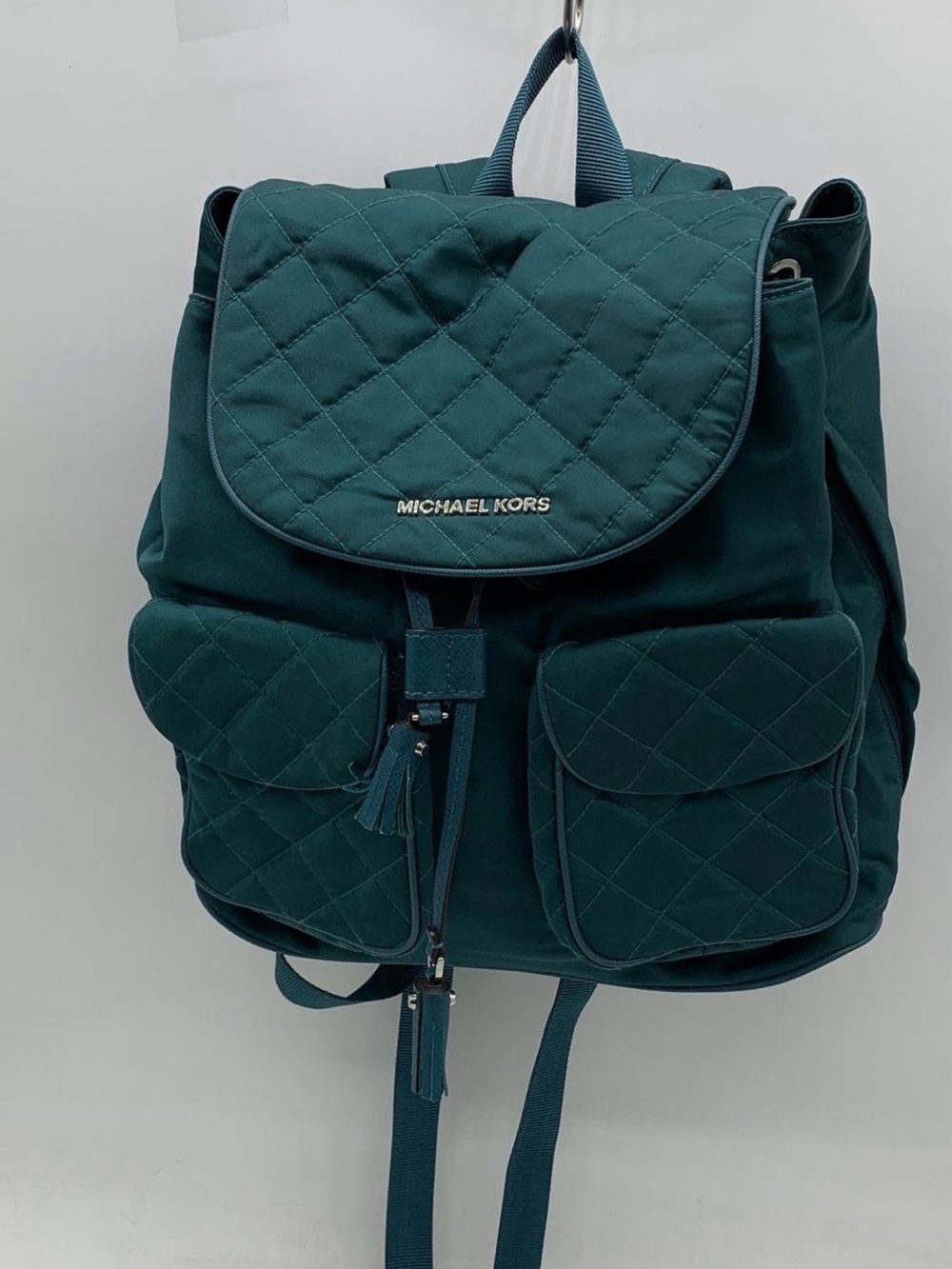 Michael Kors Quilted Teal-Green Backpack